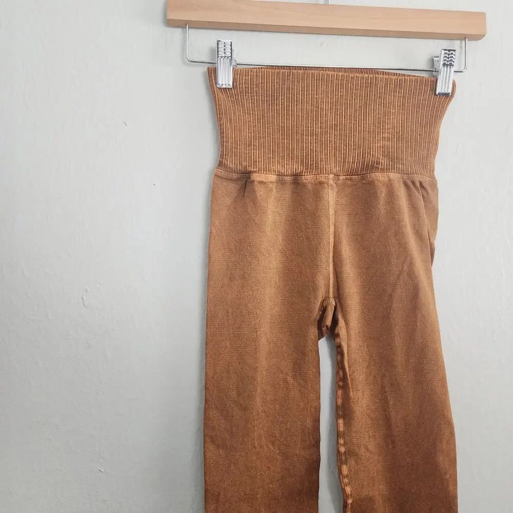 Free People Movement Good Karma Leggings Toasted Coconut Orange XS/S High Rise